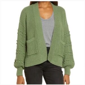 Madewell Women’s FADED PALM Green Bobble Cardigan Sweater Size Medium